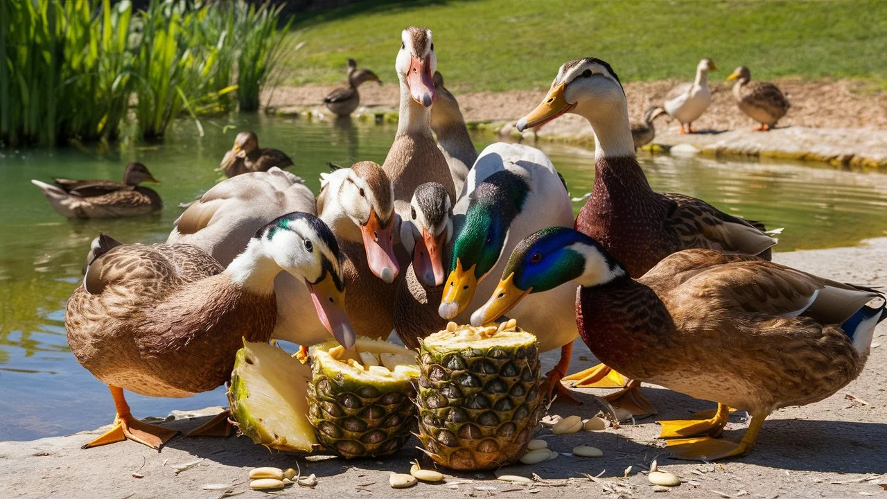 ducks eat pineapple seeds