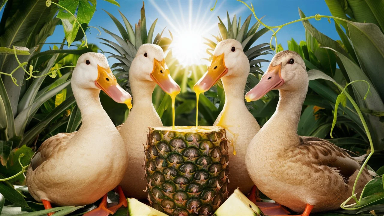 ducks eat pineapple juice