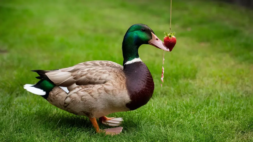 How should strawberries be prepared for ducks?